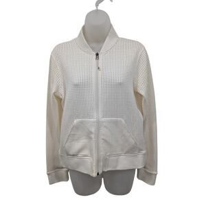 NWT Calia Mesh Bomber Jacket Egret Cream Zip Active Wear  Size Small Women's